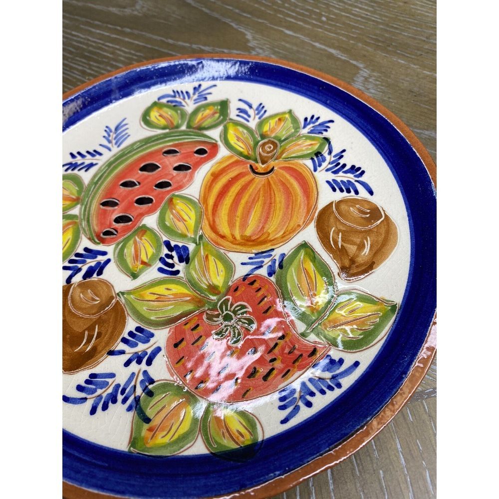 S.P. Corval Portugal Hand Painted Pottery Plate Fruit Watermelon Strawberry - Picture 5 of 11